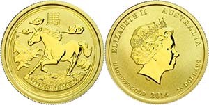 Australia 25 Dollars, Gold, 2014, Lunar set ... 