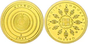 Greece 50 Euro, Gold, 2015, delphi, 999er ... 