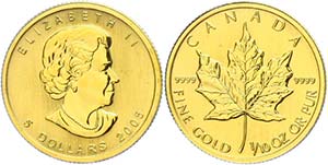 Canada 5 Dollars, Gold, 2005, gold bullion ... 
