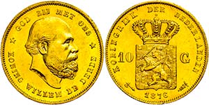 The Netherlands 10 Guilder, Gold, 1876, ... 