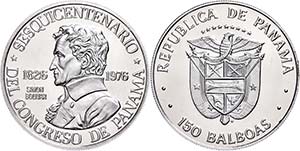 Panama 150 Balboas, Platinum, 1976, 150. ... 