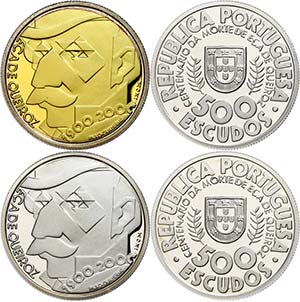 Portugal Set to 2 x 500 Escudos, silver and ... 