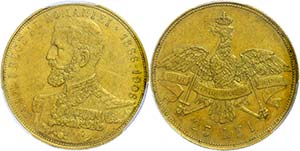 Rumänien 25 Lei, Gold, 1906, Carol I. auf ... 