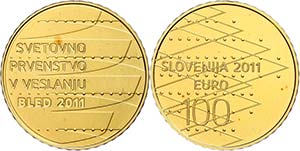 Slovenia 100 Euro, Gold, 2011, World Rowing ... 