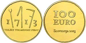 Slovenia 100 Euro, Gold, 2013, 300. ... 
