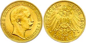 Prussia 20 Mark, 1903, Wilhelm II., very ... 