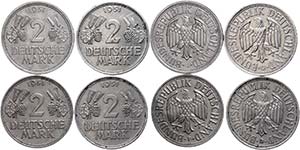 Federal coins after 1946 4 x 2 Mark, 1951, ... 