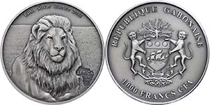 Gabon 1.000 Franc, 2013, Africa - lion, 1 ... 
