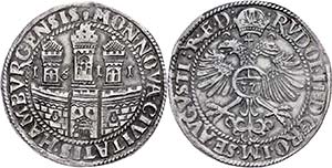 Hamburg City Thaler, 1611, with title Rudolf ... 