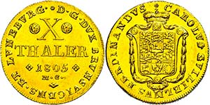 Braunschweig 10 Taler, Gold, 1805,  M.C., ... 