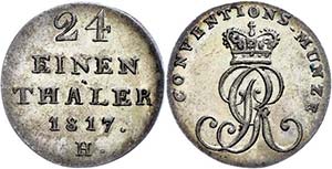 Hanover 1 / 24 thaler, 1817, Georg III., AKS ... 