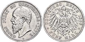Schaumburg-Lippe 5 Mark, 1898, Georg, very ... 