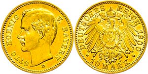 Bayern 10 Mark, 1900, Otto, ss-vz., Katalog: ... 