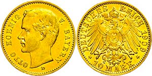 Bavaria 10 Mark, 1909, Otto, extremley fine, ... 