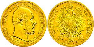 Mecklenburg-Schwerin 10 Mark, 1872, ... 