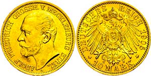Mecklenburg-Strelitz 10 Mark, 1905, Adolf ... 