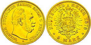 Prussia 5 Mark, 1878, A, Wilhelm I., ... 