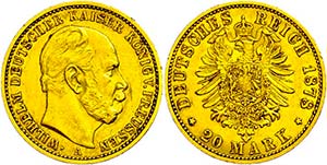 Preußen Goldmünzen 20 Mark, 1878, A, ... 