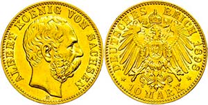 Sachsen 10 Mark, 1898, Albert, ss-vz., ... 
