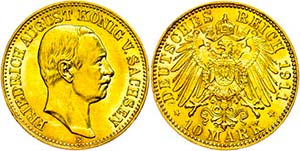 Saxony 10 Mark, 1911, Friedrich August III., ... 