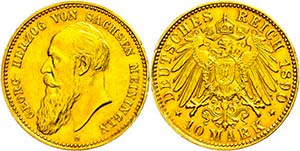 Sachsen-Meiningen 10 Mark, 1890, Georg II., ... 