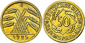 Münzen Weimar 50 Reichspfennig, 1925, E, ... 