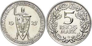Münzen Weimar 5 Reichsmark, 1925, ... 