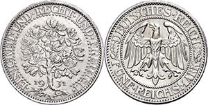 Münzen Weimar 5 Reichsmark, 1931, A, ... 