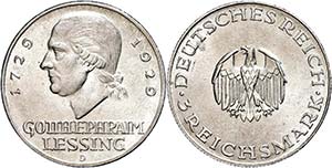 Münzen Weimar 3 Reichsmark, 1929, D, ... 
