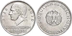 Coins Weimar Republic 5 Reichmark, 1929, E, ... 