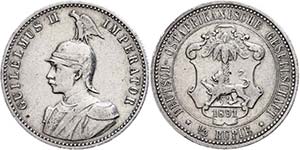 Coins German Colonies DOA, + Rupee, 1891, ... 