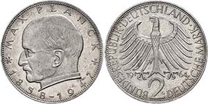 Münzen Bund ab 1946 2 Mark, 1964, Max ... 