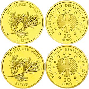 Münzen Bund ab 1946 2 x 20 Euro, Gold, ... 