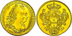 Brazil 6400 rice, Gold, 1784, Mary I. And ... 