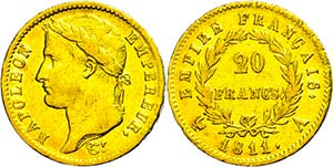 France 20 Franc, Gold, 1811, A, Napoleon I., ... 