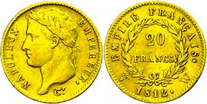 France 20 Franc, Gold, 1812, W (Lille), ... 