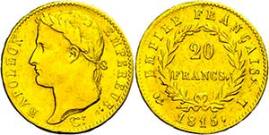 France 20 Franc, Gold, 1815, L (Bayonne), ... 
