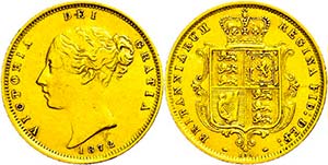 Great Britain 1 / 2 sovereign, Gold, 1872, ... 