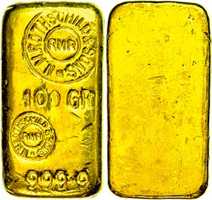 Grossbritannien 100g Goldbarren der Firma ... 