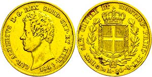 Italy Sardinia, 20 liras, Gold, 1849, Carlo ... 