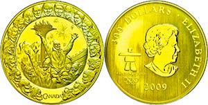 Canada 300 Dollars, Gold, 2009, XXI. Olympic ... 