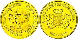 Luxemburg 40 Francs, Gold, 1993, Jean und ... 