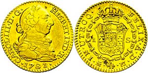 Coins Mexiko 1 escudo, Gold, 1781, Karl ... 