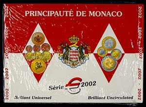 Monaco 1 Cent bis 2 Euro, 2002, ... 
