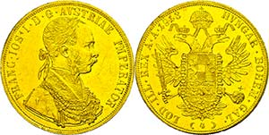 Old Austria Coins until 1918 4 ducat, 1913, ... 