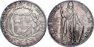 Peru 8 Reales, 1855, MB Lima, KM 142.10a, ... 