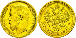 Russian Empire until 1917 15 Rouble, Gold, ... 