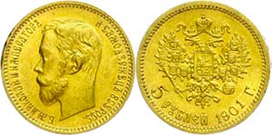 Russian Empire until 1917 5 Rouble, Gold, ... 