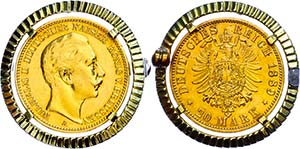 Gold und Silberschmuck Medaillon, 20 Mark, ... 