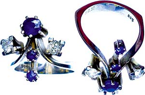 Gold und Silberschmuck Saphir-Brillant-Ring, ... 
